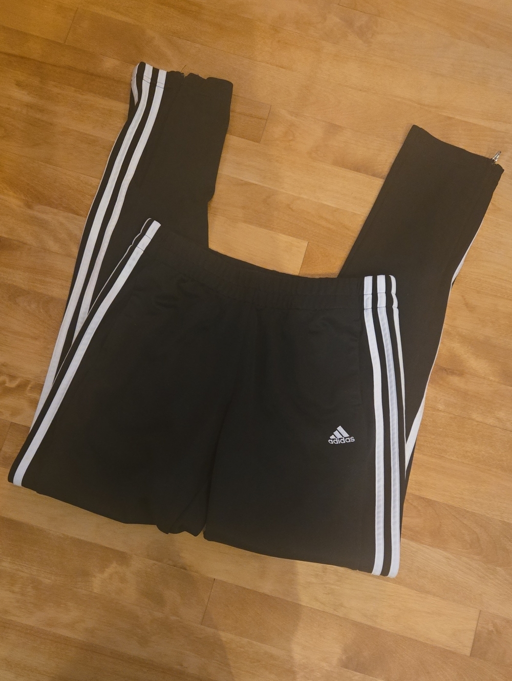 adidas Black Joggers with White Three-Stripes Size S